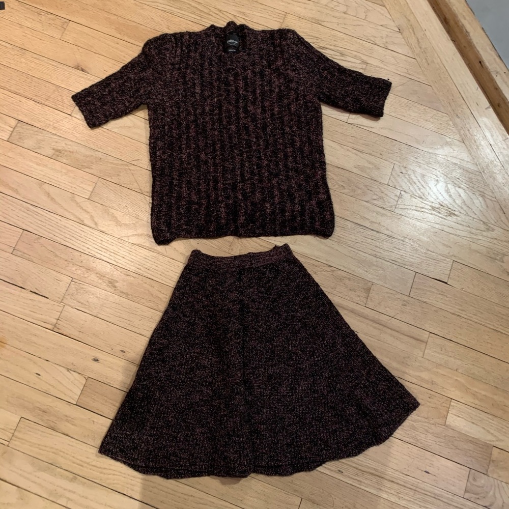 Zara two piece matching sweater skirt and top
